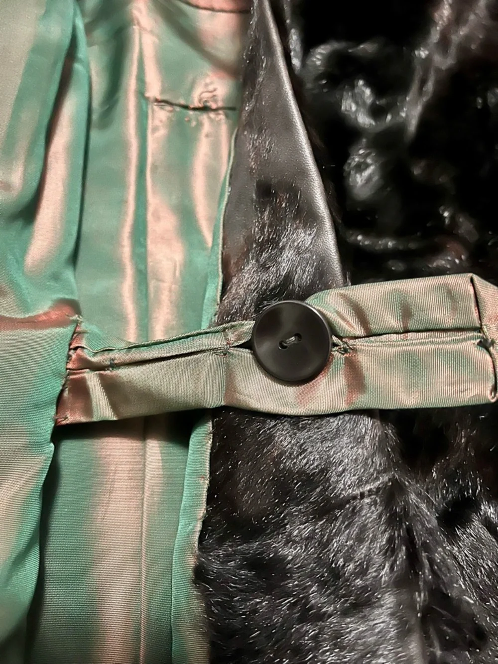 Vintage Black Fur  Coat Hip Length Lined Custom Made - Picture 7 of 12